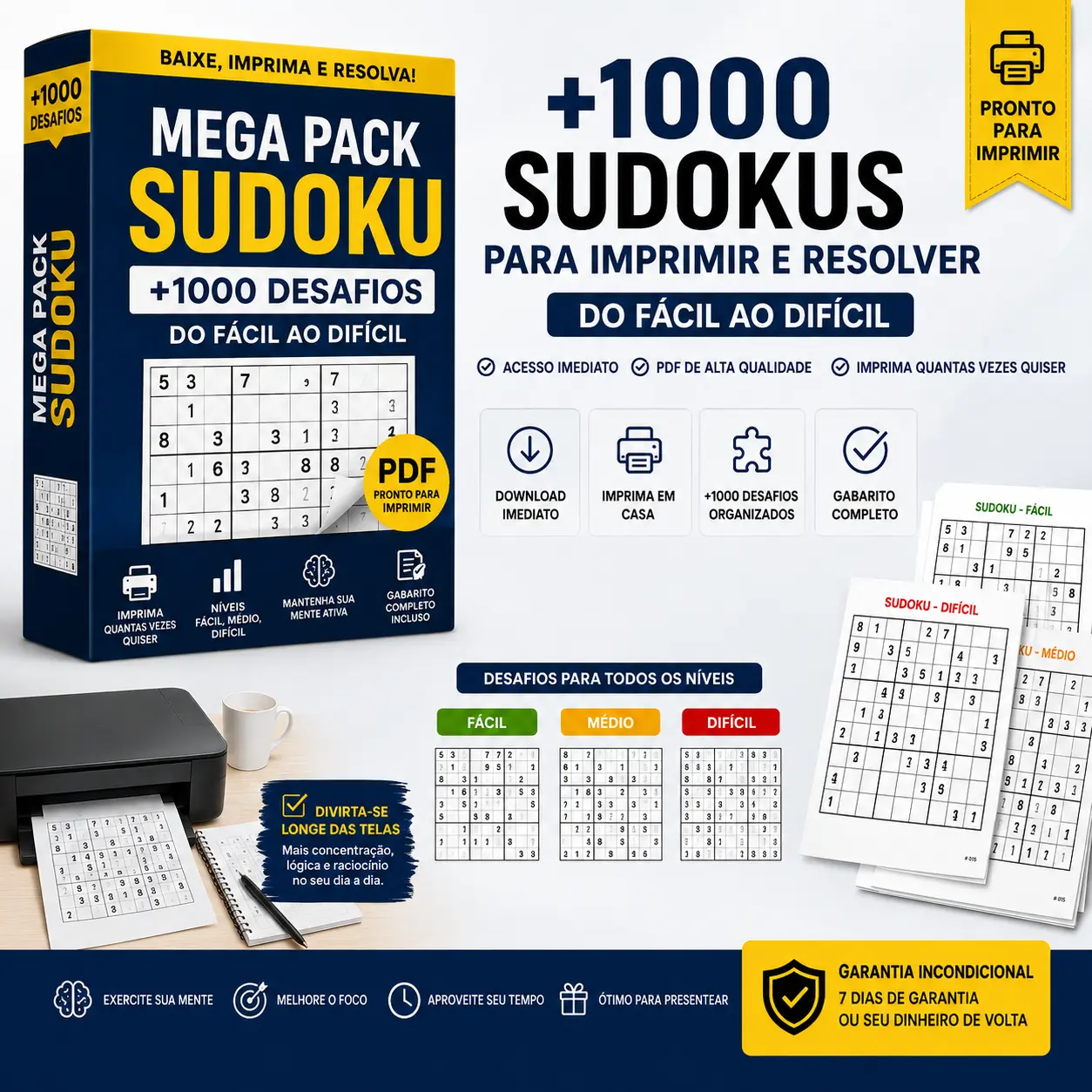 Exemplo de página de Sudoku nível difícil
